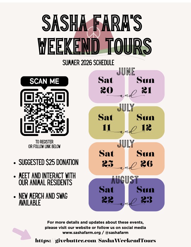SASHA Farm Weekend Tours 2026 event flyer